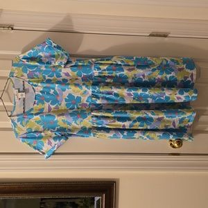 LARKY LARK WOMEN'S COLORFUL BLUE FLORAL DRESS SIZE MEDIUM